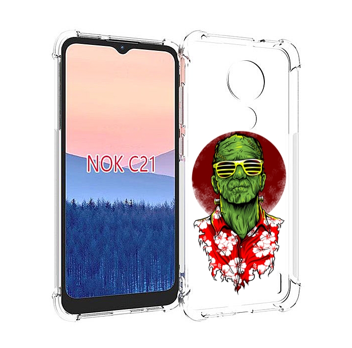 

Чехол MyPads крутой зеленый мужчина в очках для Nokia C21, Прозрачный, Tocco