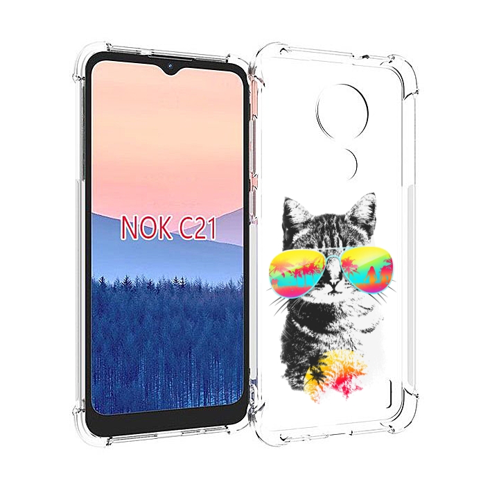 

Чехол MyPads крутой кот для Nokia C21, Прозрачный, Tocco