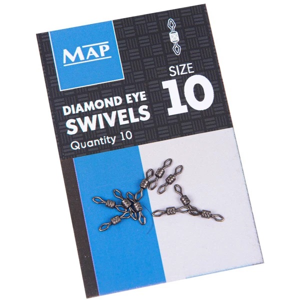 

Рыболовный вертлюг Map Diamond Eye Swivel 14 кг, 10 шт., Diamond Eye Swive