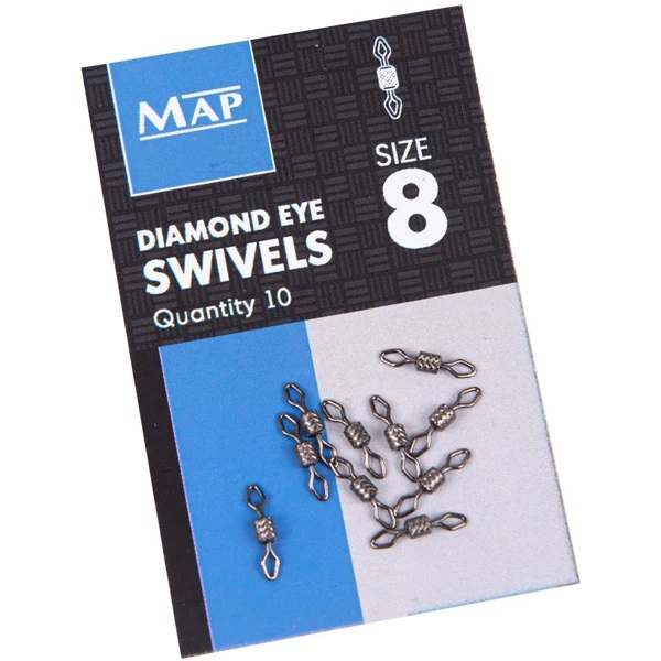 

Рыболовный вертлюг Map Diamond Eye Swivel 19 кг, 10 шт., Diamond Eye Swive