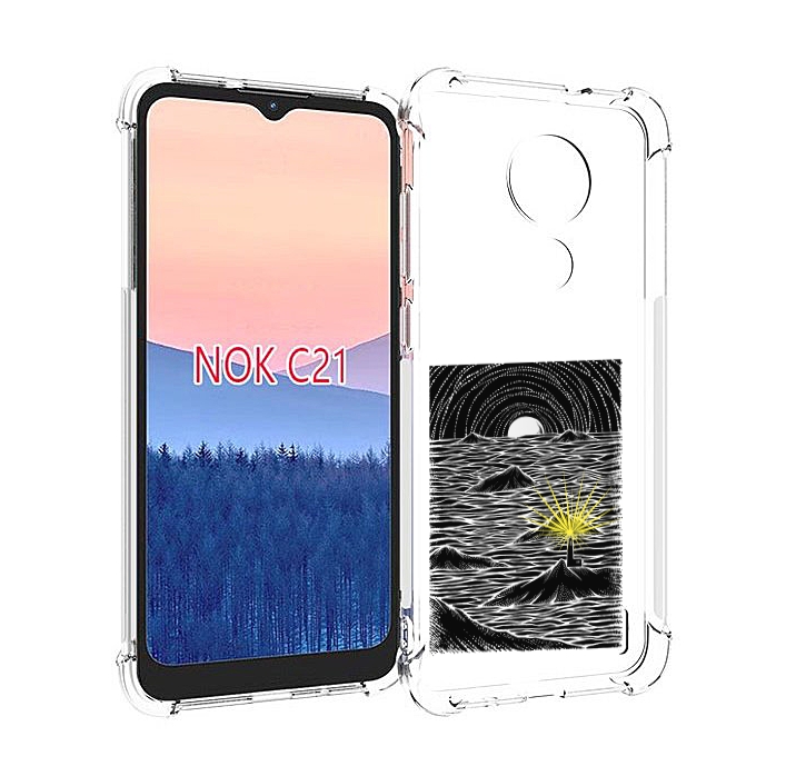 

Чехол MyPads маяк в черно белом море для Nokia C21, Прозрачный, Tocco