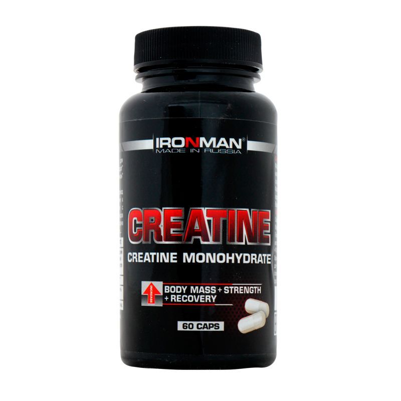 Креатин моногидрат Ironman Creatine Monohydrate 60 капсул, для набора мышечной массы