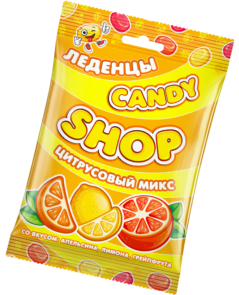 Карамель леденцовая Candyshop Цитрусовый микс, 24 шт по 80 г