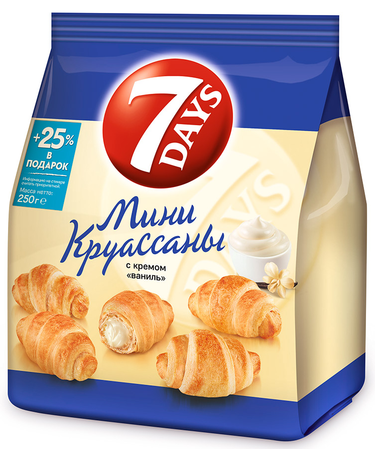 Круассаны 7 Days мини с кремом ваниль 200 г
