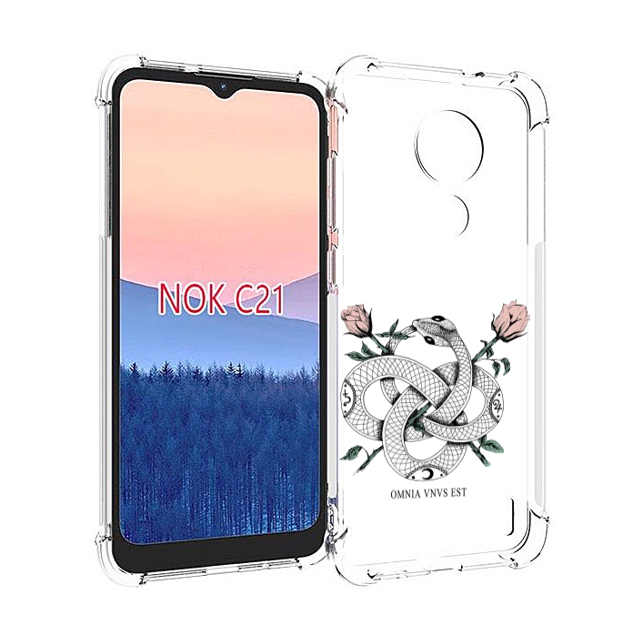 

Чехол MyPads нарисованная змея абстракция для Nokia C21, Прозрачный, Tocco