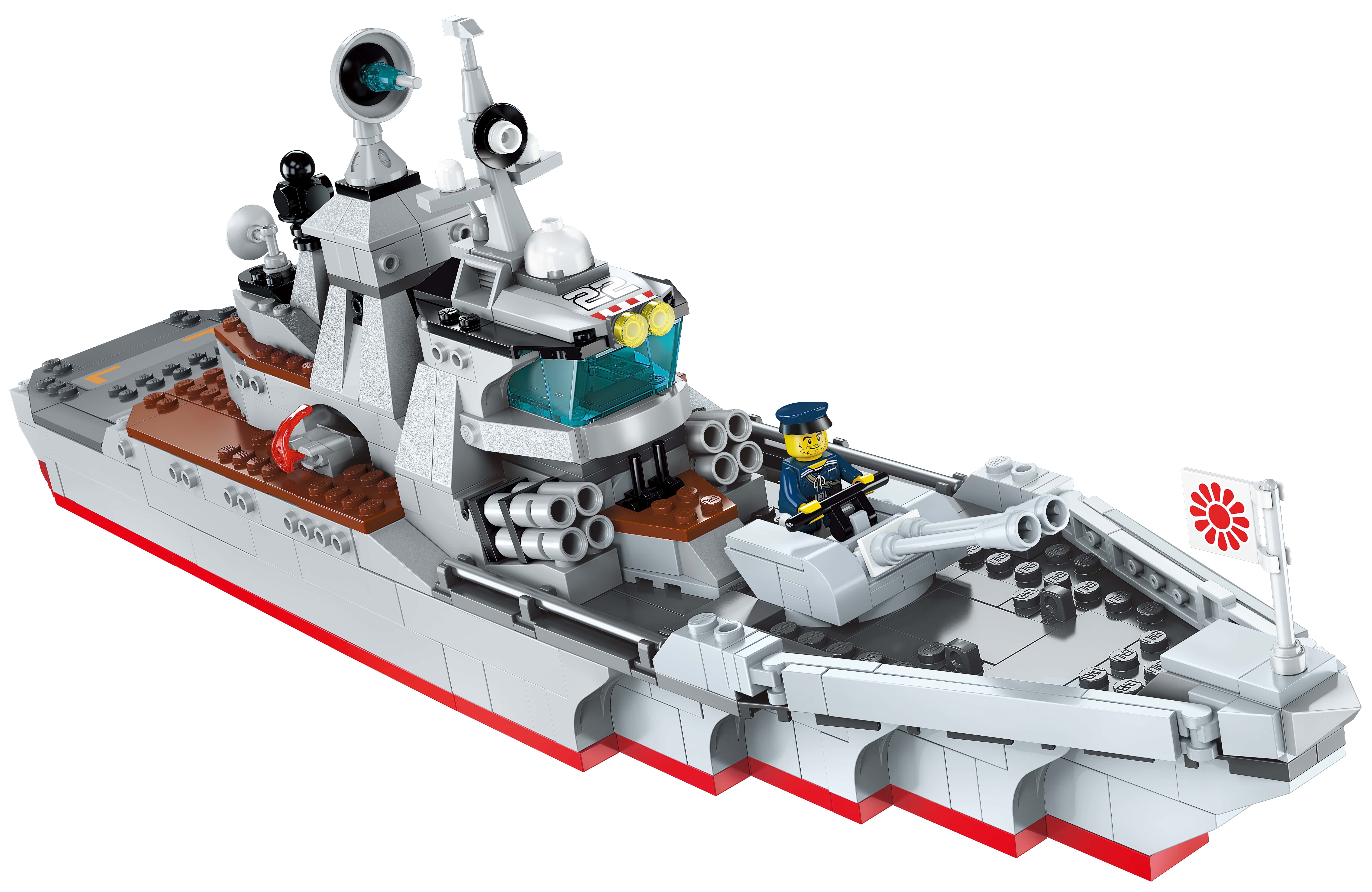 Конструктор Qman Военный корабль и вертолёт, 539 деталей конструктор enlighten brick военный с фигурками 409 деталей