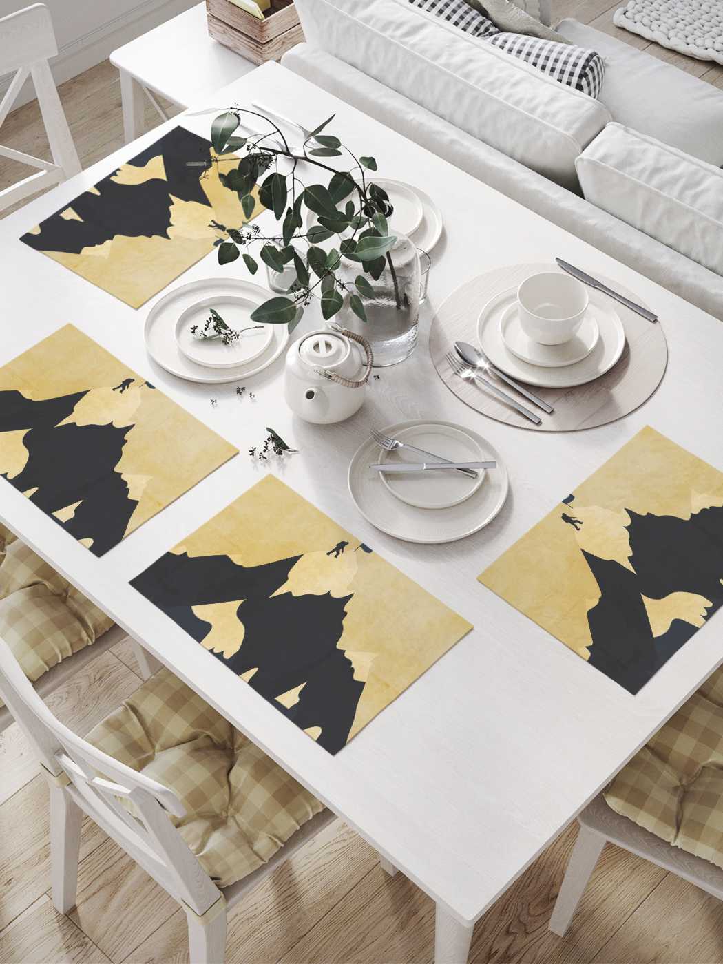 

Комплект салфеток JoyArty "Покорение вершины" для сервировки стола 32х46 см, 4 шт., Черный