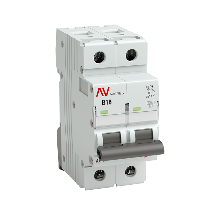 фото Выключатель автоматический ekf averes av-6 2p 16a (b) 6ka mcb6-2-16b-av