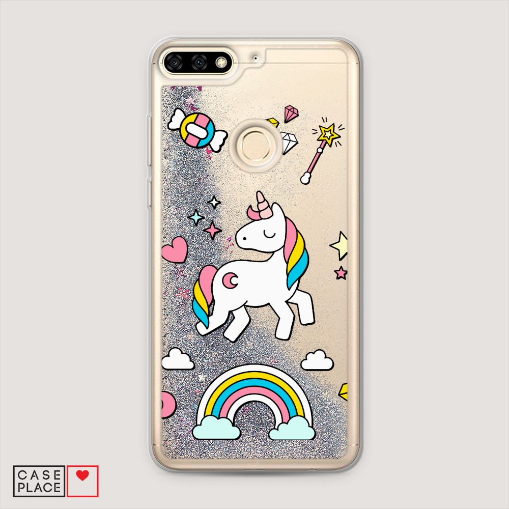 

Чехол Awog на Honor 7C/7A Pro/Y6 Prime 2018 "Принцесса единорог", Разноцветный, 64591-1