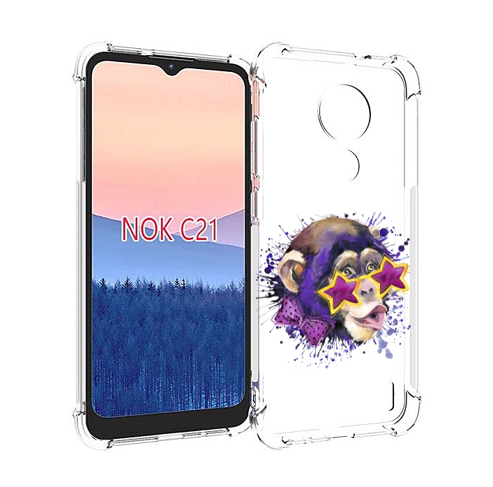 

Чехол MyPads обезьяна в очках для Nokia C21, Прозрачный, Tocco