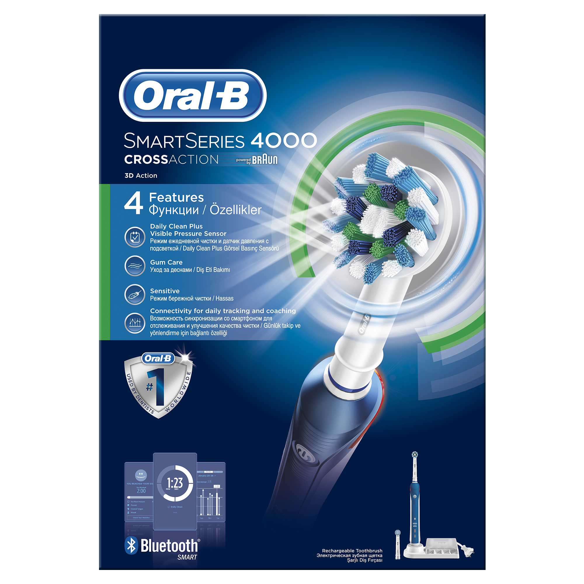 фото Зубная щетка электрическая braun oral-b smart 4000 (d21.525.3m) blue