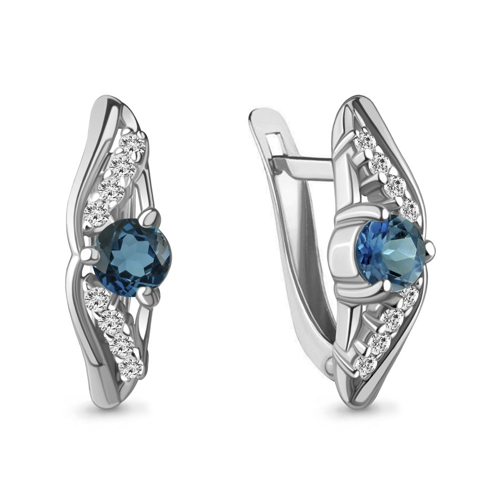 

Серьги из серебра Aquamarine 4781808А_925_р, топаз\фианит, 4781808А_925_р