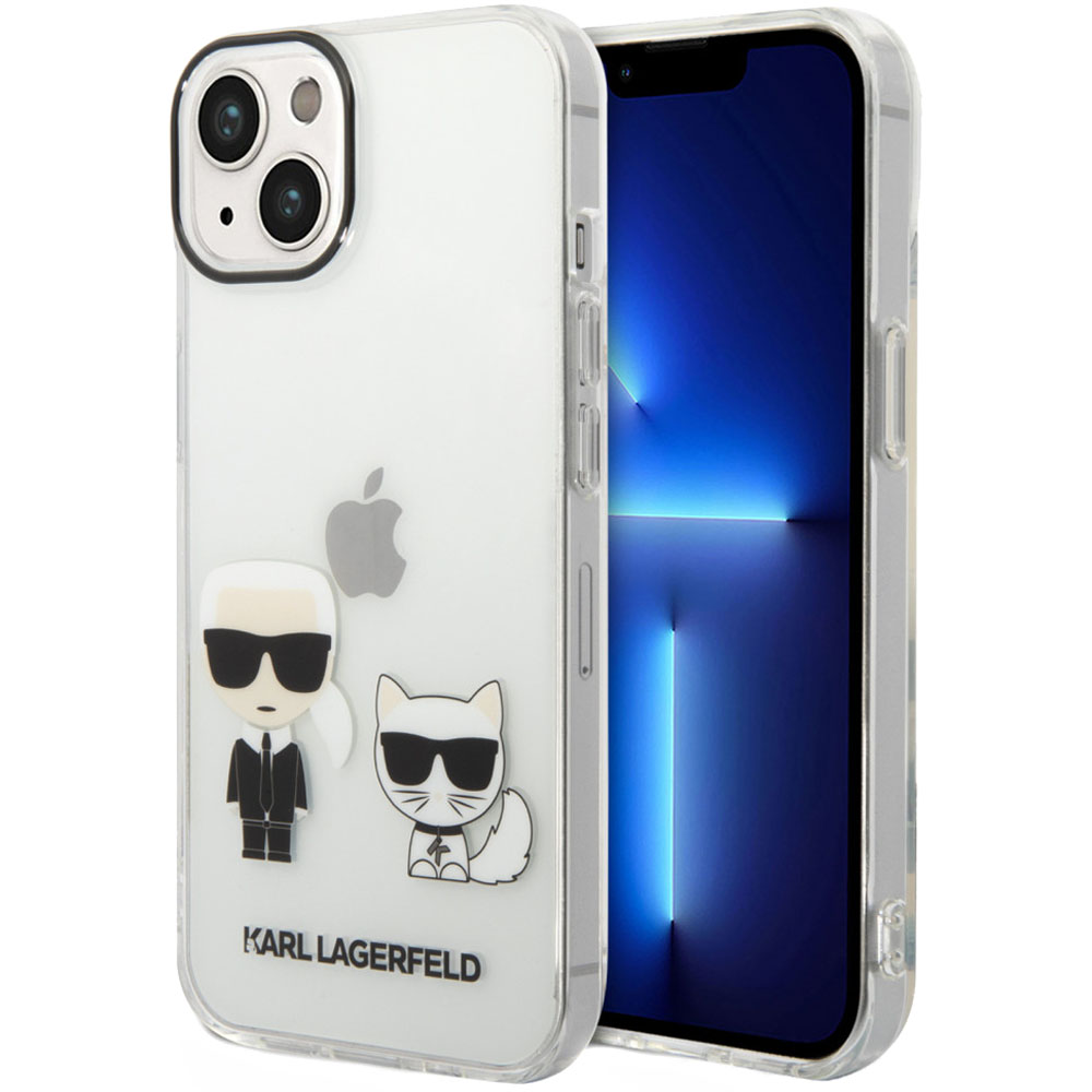 фото Панель-накладка karl lagerfeld pc/tpu karl & choupette hard transparent для iphone 14