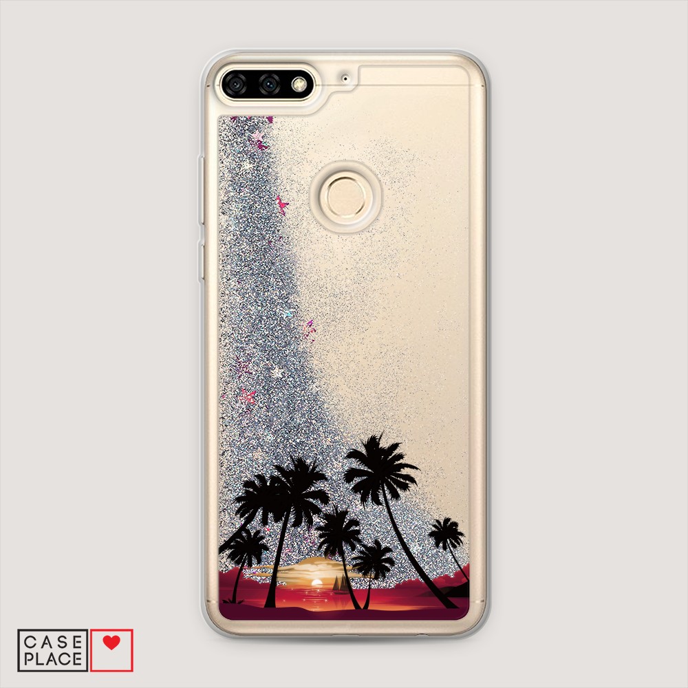 

Чехол Awog на Honor 7C/7A Pro/Y6 Prime 2018 "Закат и пальмы", Разноцветный, 64591-1
