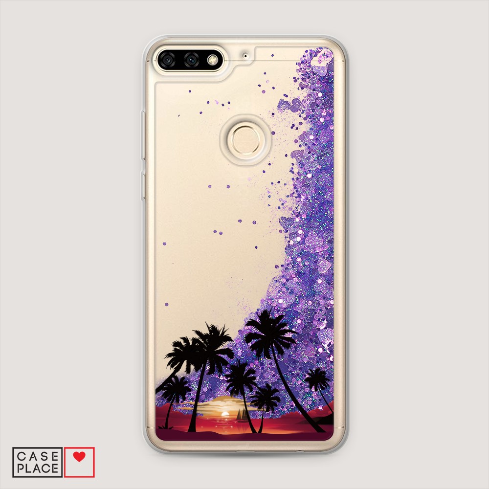 

Чехол Awog на Honor 7C/7A Pro/Y6 Prime 2018 "Закат и пальмы", Разноцветный, 64592-1