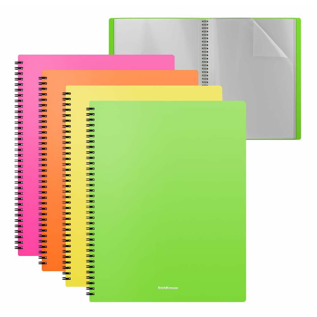 

Папка c файлами 40 листов А4 ErichKrause Neon в ассортименте (цвет по наличию)