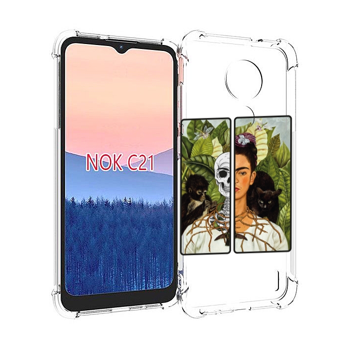 

Чехол MyPads сдвоенная картинка девушка скелет для Nokia C21, Прозрачный, Tocco
