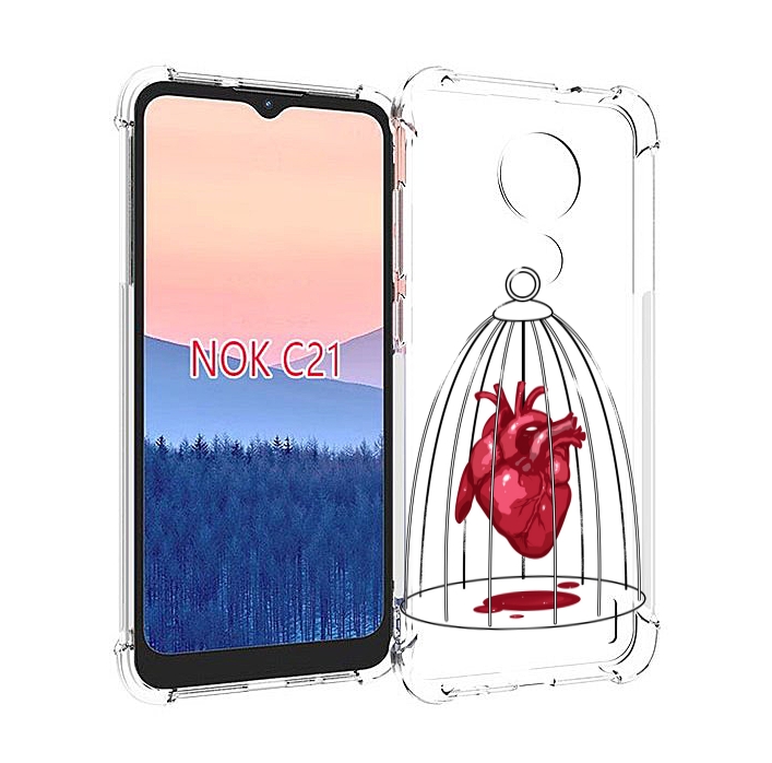

Чехол MyPads сердце в клетке для Nokia C21, Прозрачный, Tocco