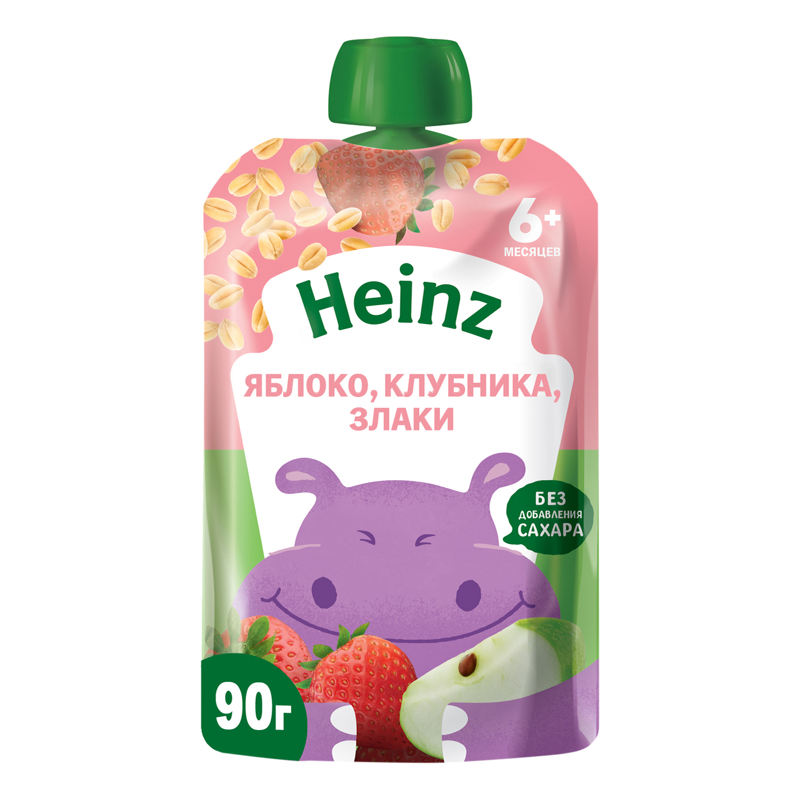 Пюре фруктовое Heinz из яблок и клубники со злаками с 6 месяцев, 90 г