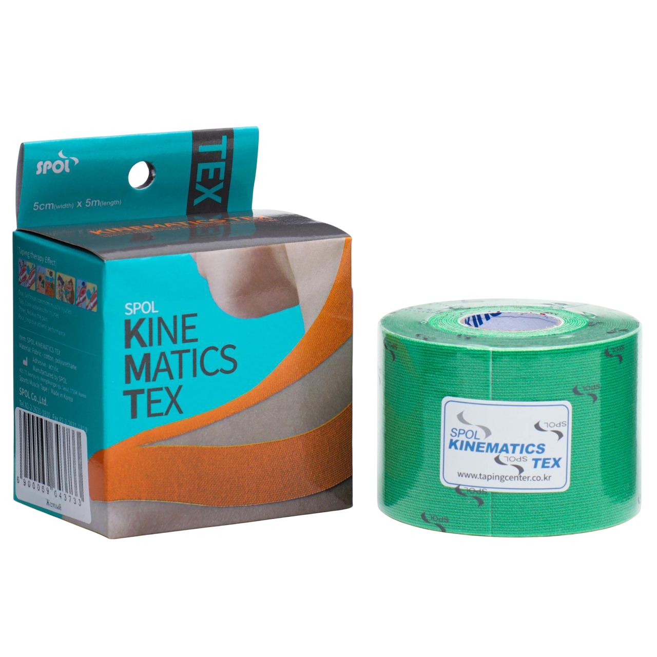 

Кинезио тейп Spol Tape корейский, 5 см x 5 м, зеленый, Tape