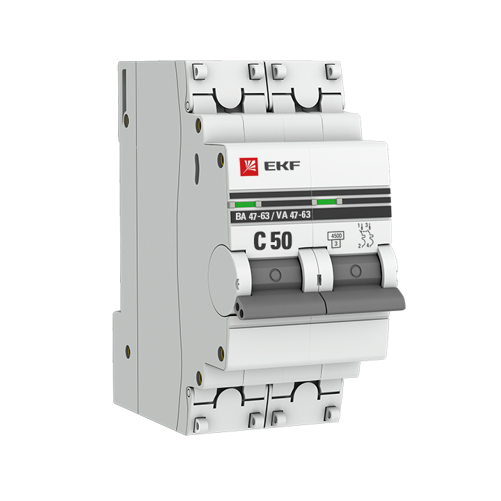 Автоматический выключатель 2P 50А (C) 4,5kA ВА 47-63 EKF PROxima лицевая панель для трех сенсорных выключателей 6 клавиш livolo bb c7 c2 c2 c2 13
