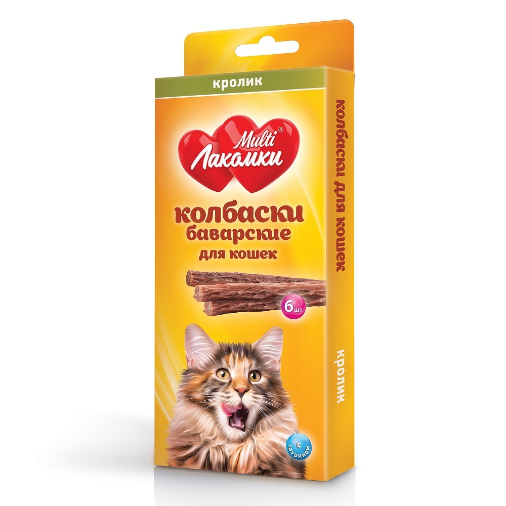 фото Лакомство для кошек multi лакомки колбаски, кролик, 6 шт