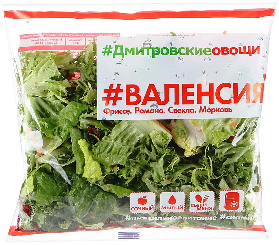 

Салатная смесь Дмитровские Овощи Валенсия мытая резанная 180 г