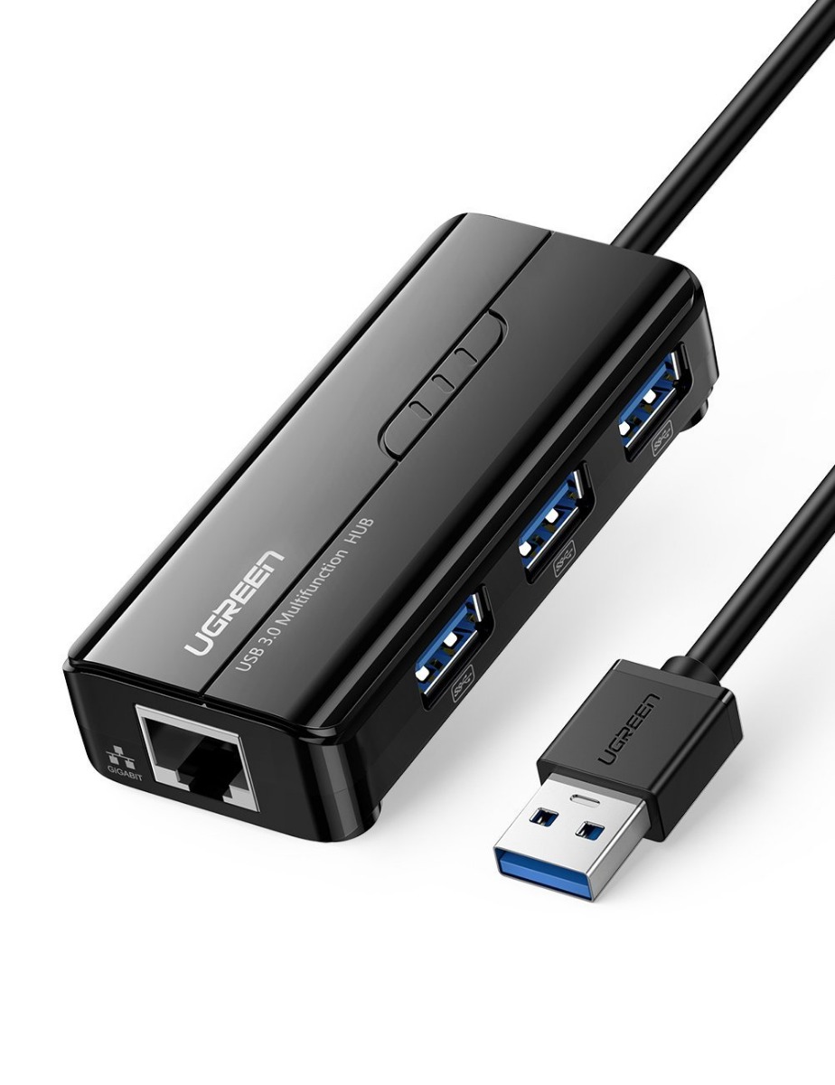 фото Usb-концентратор ugreen 4 в 1 (хаб), 3 x usb 3.0, rj45