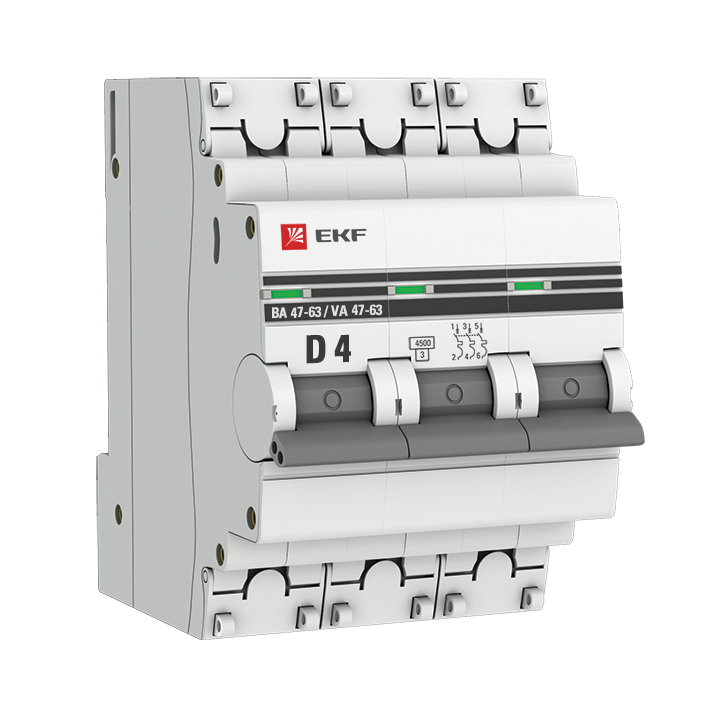 фото Автоматический выключатель 3p 4а (d) 4,5ka ва 47-63 ekf proxima