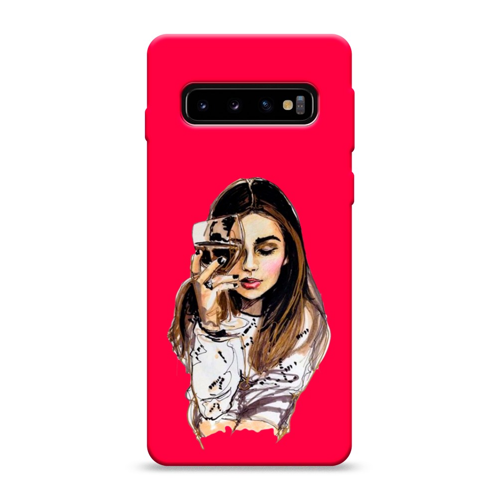 

Чехол Awog на Samsung Galaxy S10 "Девушка с бокалом", Разноцветный, 27053-1
