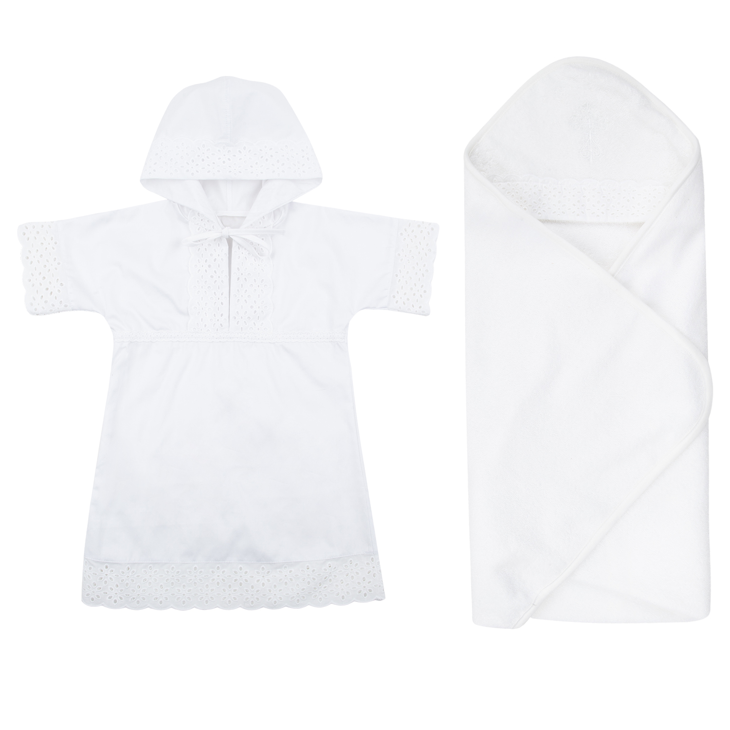 фото Крестильный набор пелёнка/рубашка leader kids newborn, цвет: белый р.74-80