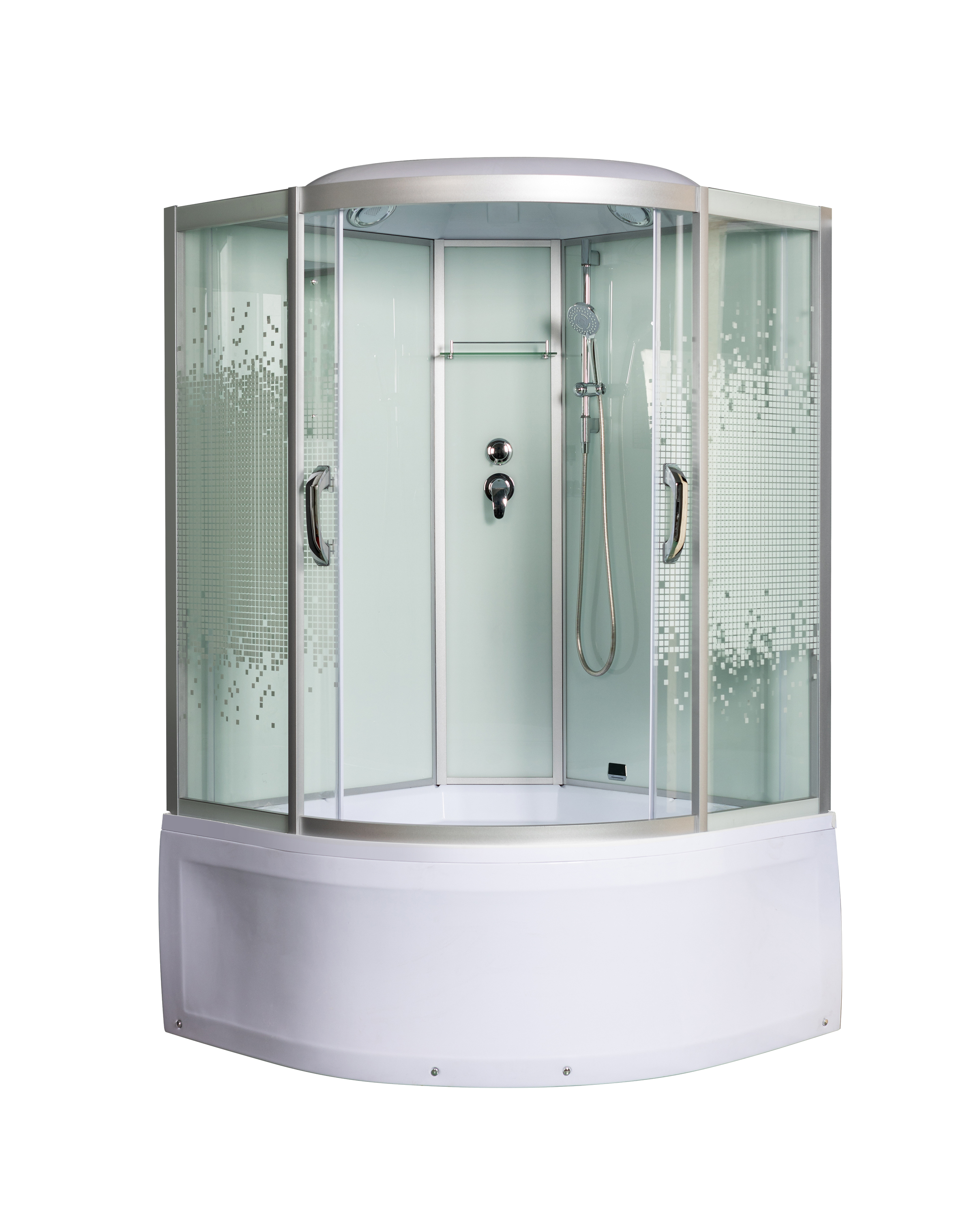 душевая кабина royal bath 8120bk6 wt l белое прозрачное Душевая кабина МОНОМАХ 120/120/55 С МЗ, 120х120х220, полукруг