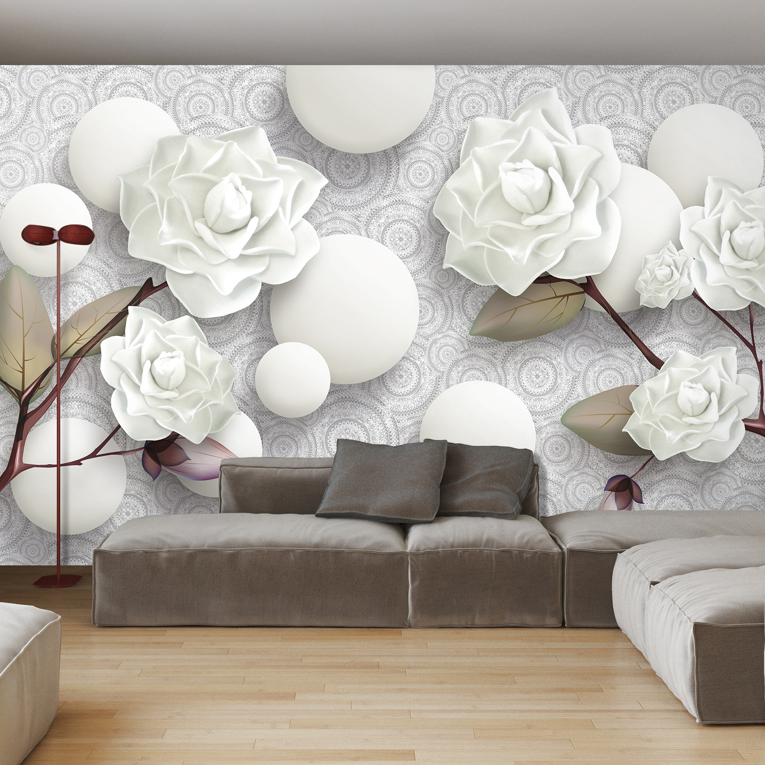 Фотообои Photostena 3D белые розы и шары 4,08 x 2,7 м шары фольгированные