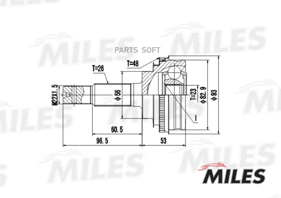 

Шрус Toyota Carina E/Corolla/Celica/Carina Ii 1.3-1.8 87-00 Нар.(Abs) Miles арт. GA20468