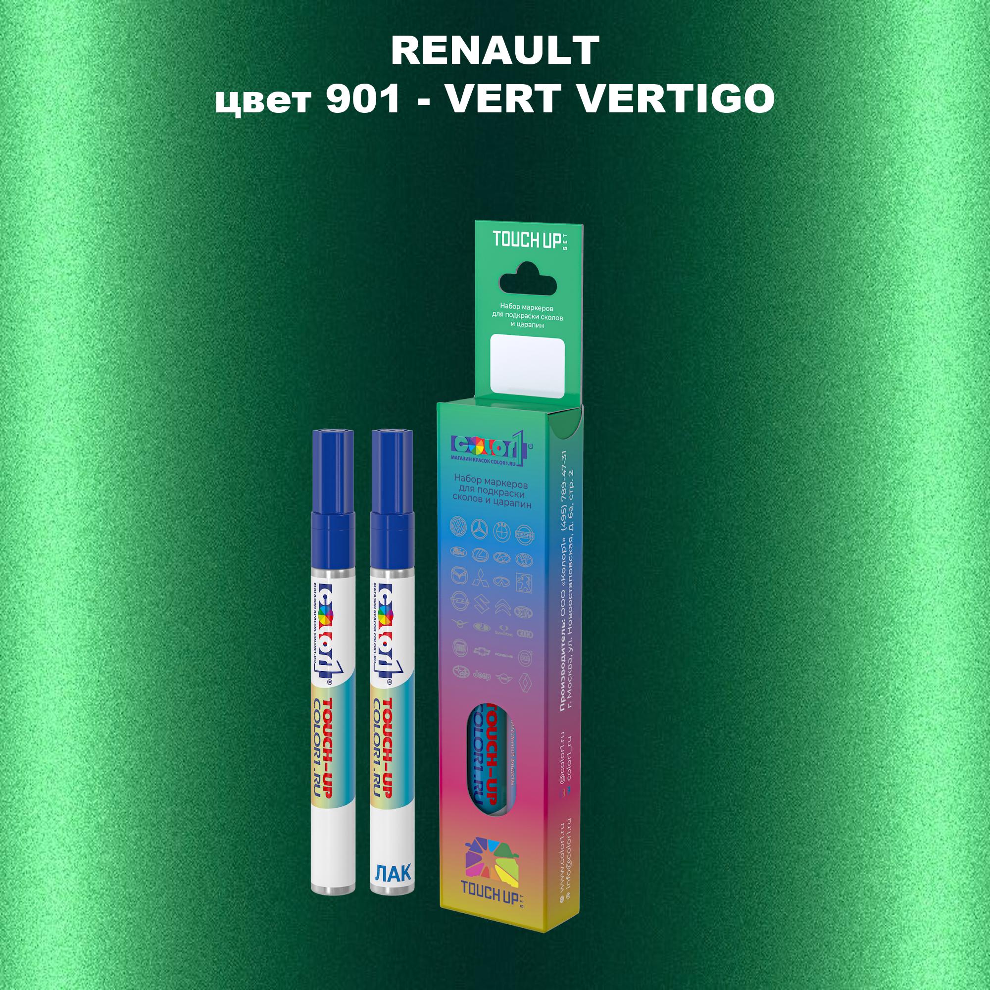 

Маркер с краской COLOR1 для RENAULT, цвет 901 - VERT VERTIGO, Прозрачный