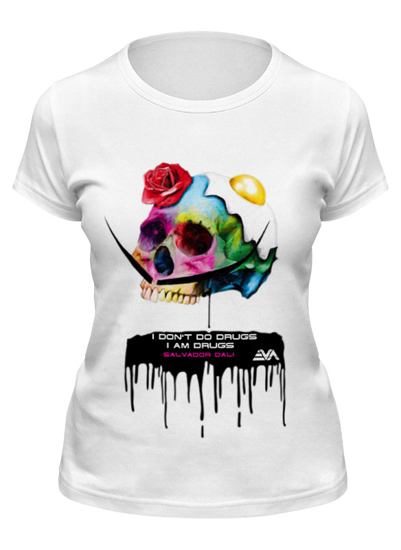 

Футболка женская Printio Череп дали белая L, Белый, Череп дали