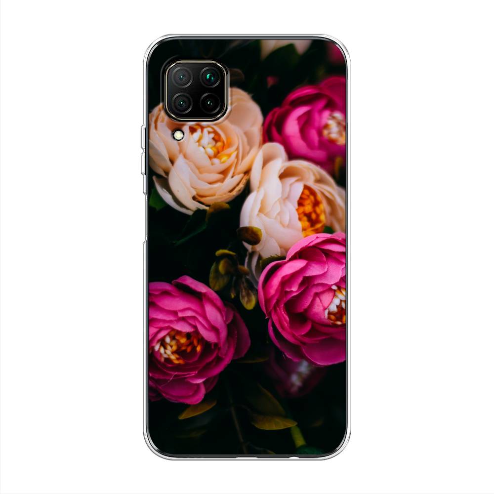 

Чехол Awog на Huawei Nova 7i "Розовые пионы на черном", Разноцветный, 611850-8