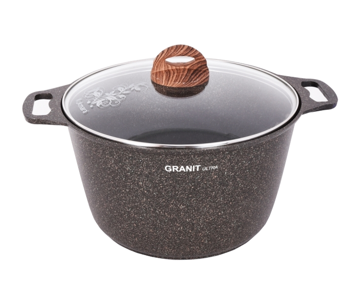 

Kukmara Granit ultra, 10 л, стеклянная крышка, антипригарное покрытие, Черный