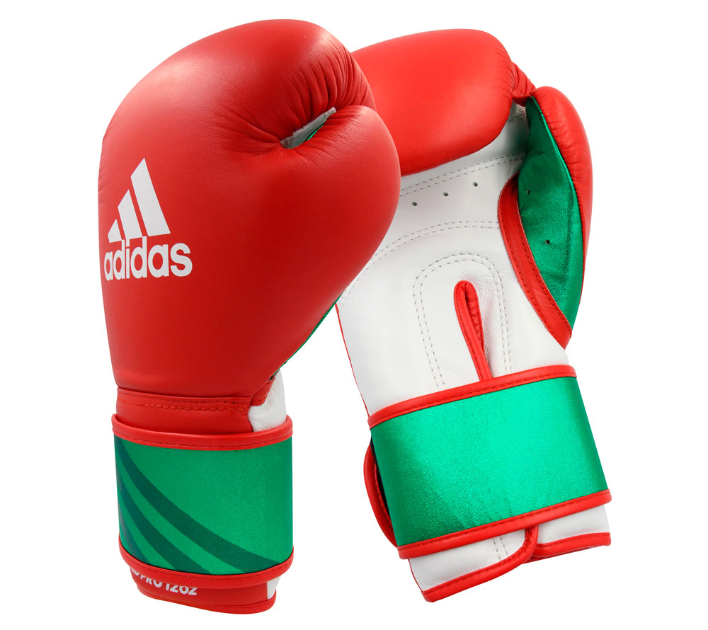 Перчатки боксерские Speed Pro красно-бело-зеленые (вес 18 унций)
