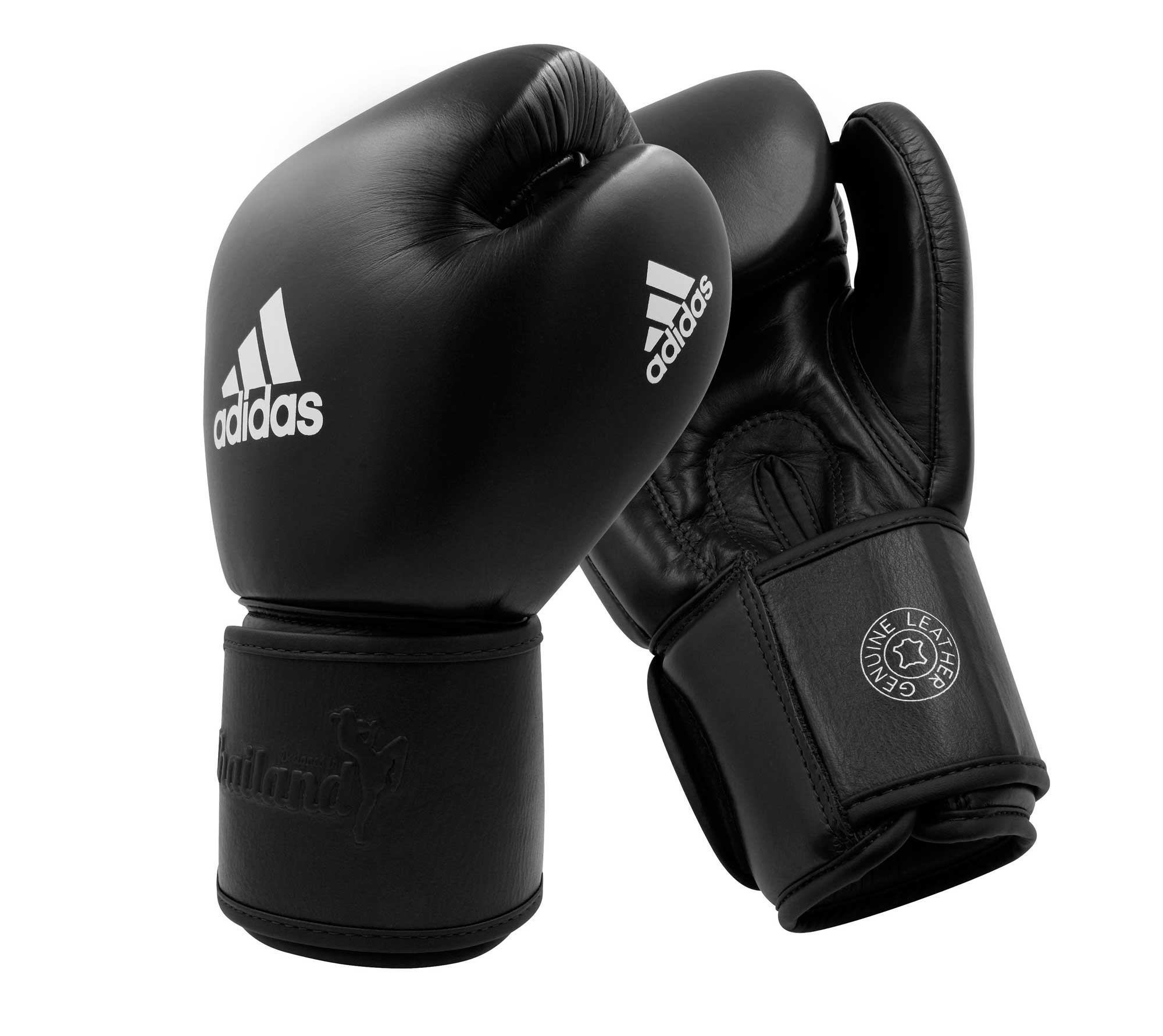 фото Перчатки боксерские muay thai gloves 200 черно-белые (вес 10 унций) adidas