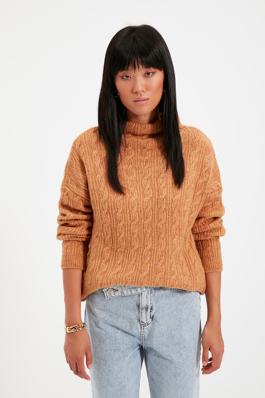 

Джемпер женский Trendyol TWOAW22KZ0268 коричневый M/L, trendyol TWOAW22KZ0268
