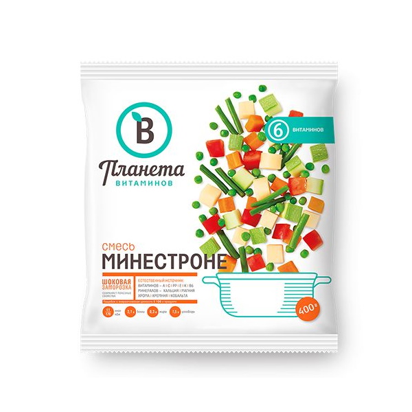 

Смесь овощная Планета Витаминов Минестроне замороженная 400 г
