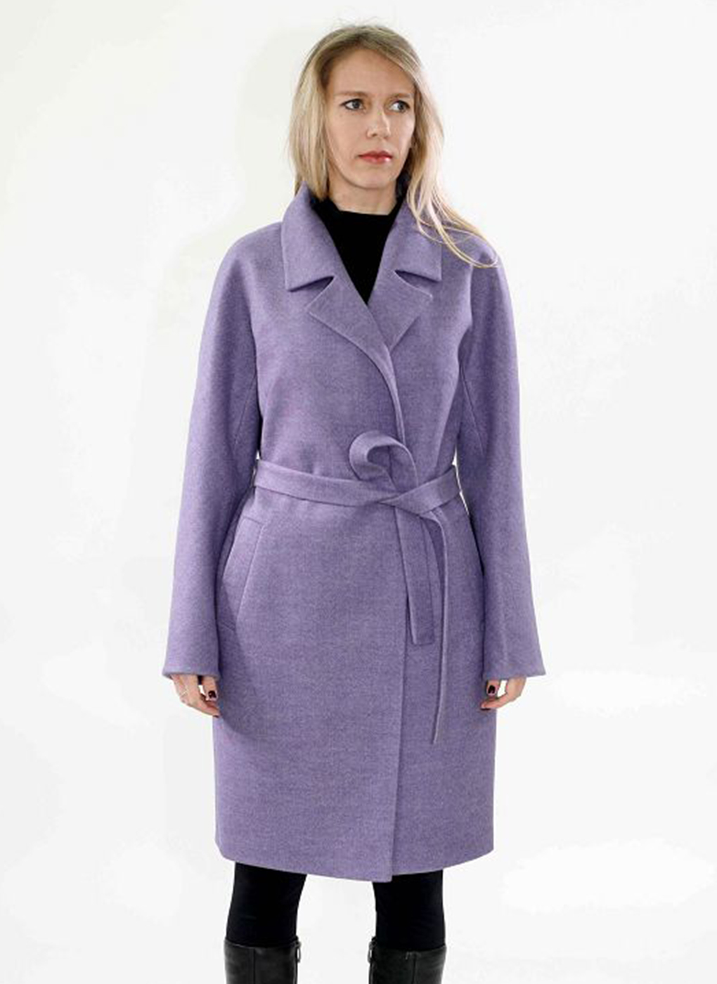 Пальто женское Каляев 55314 фиолетовое 46 RU