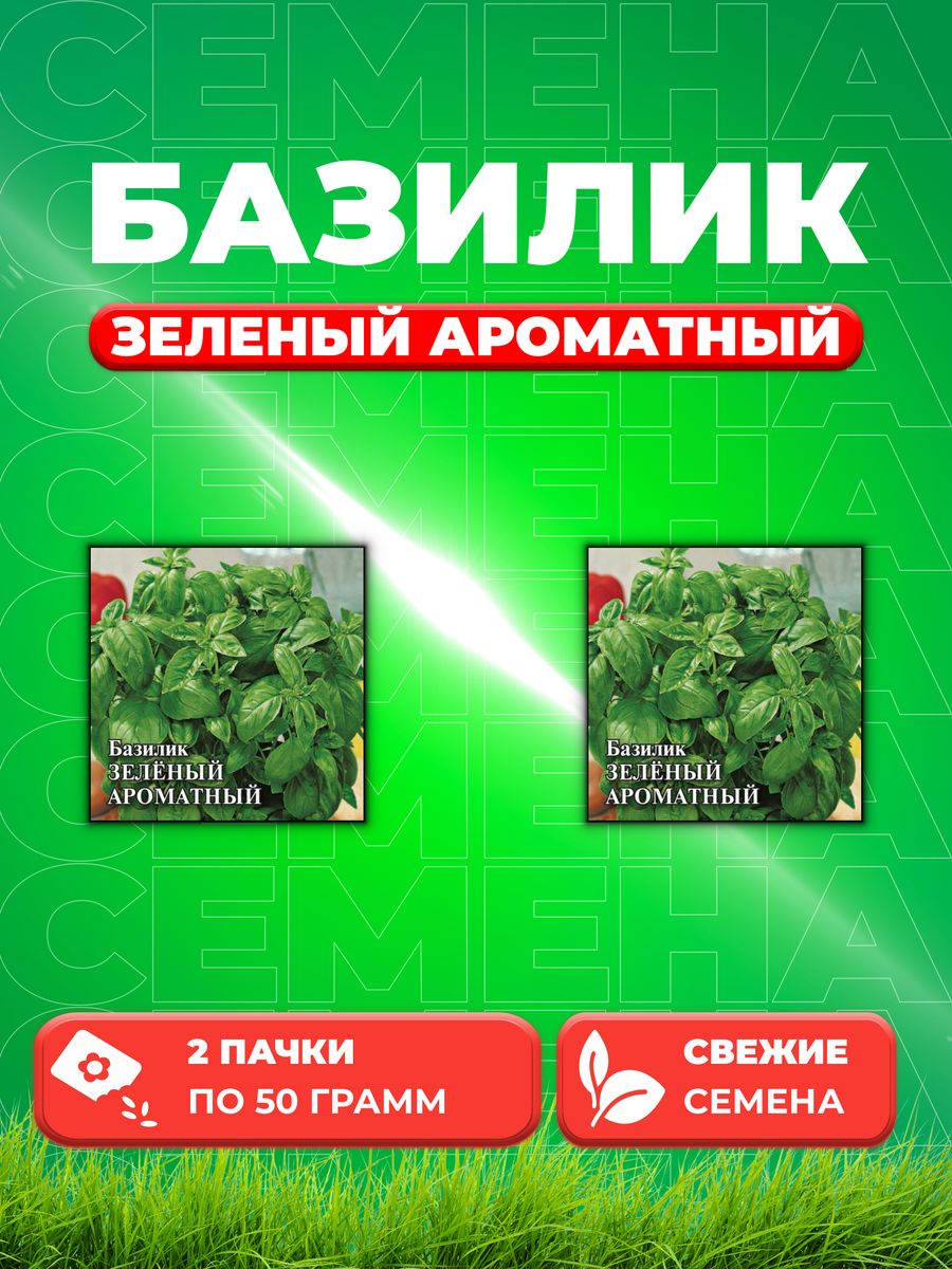 

Семена Семена Базилик Зеленый ароматный 50г. Гавриш2уп