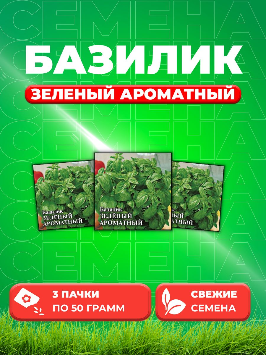 

Семена Семена Базилик Зеленый ароматный 50г. Гавриш2уп