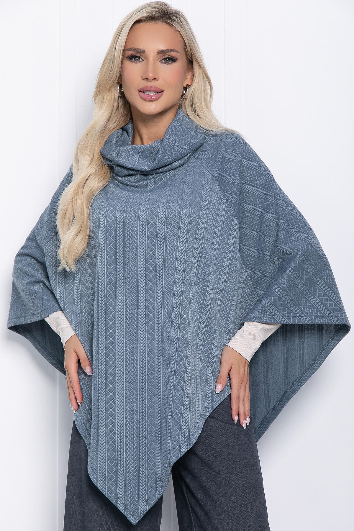 

Пончо женское LT Collection Пончо Арина серое 48-50 RU, Серый, Пончо Арина