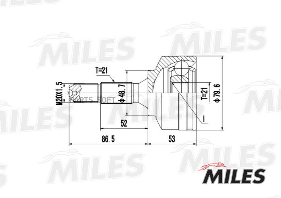 

Шрус Peugeot 206 1.1-1.4 98- Нар. Miles арт. GA20368