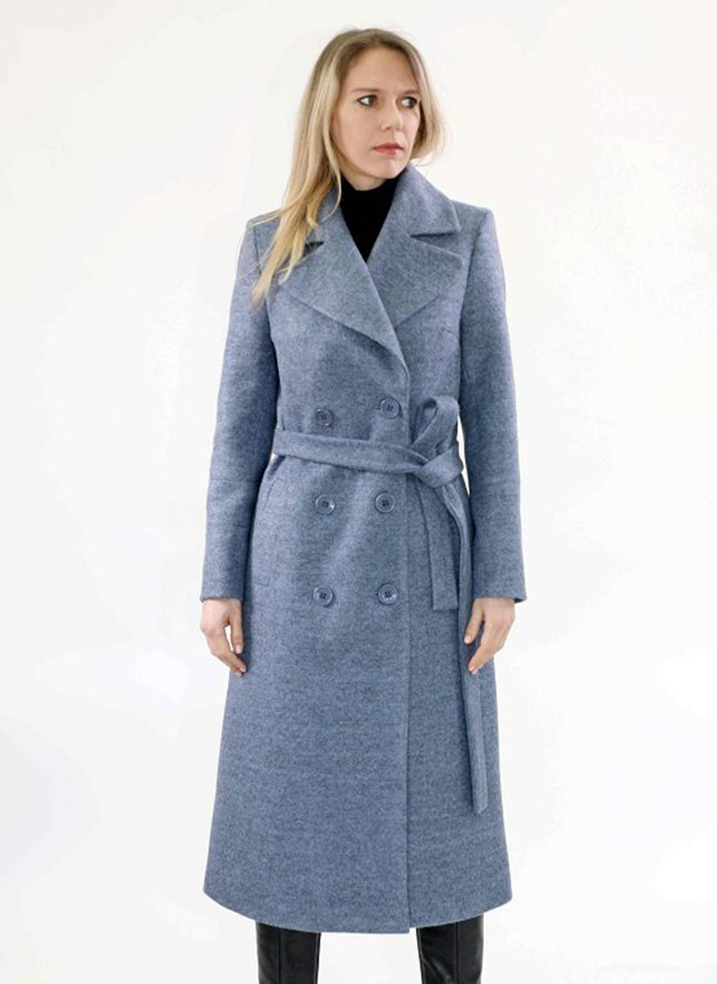 Пальто женское Каляев 55317 голубое 44 RU