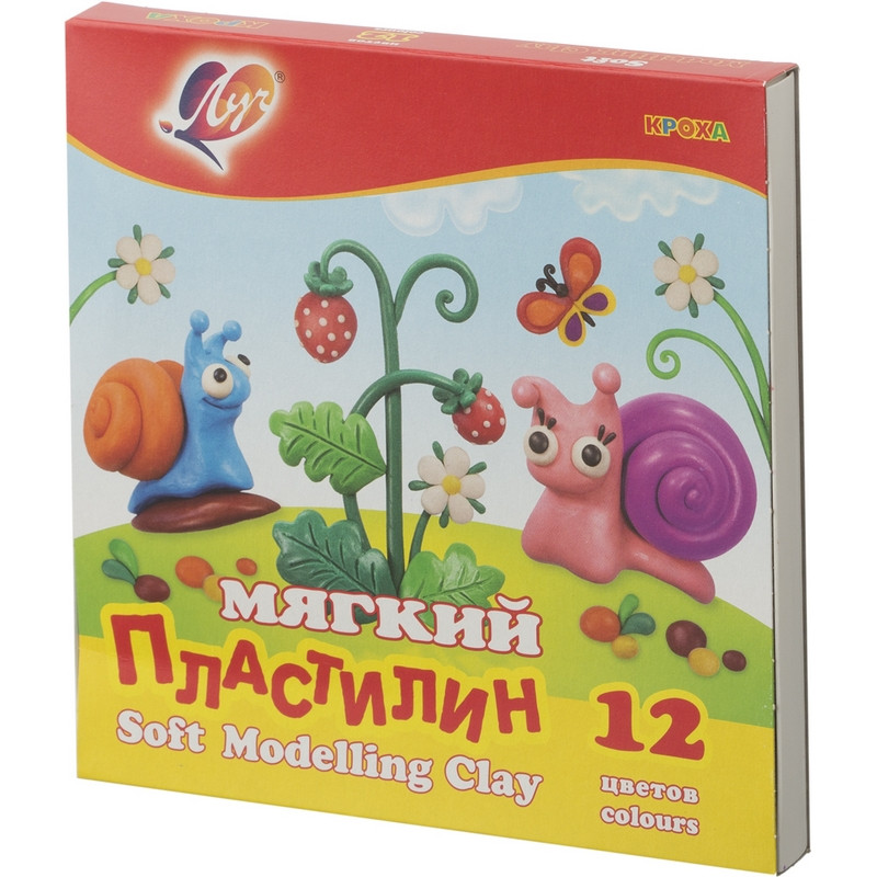 

Пластилин восковой Луч Кроха 12 цв восковой 198гр со стеком, (2шт.), Разноцветный