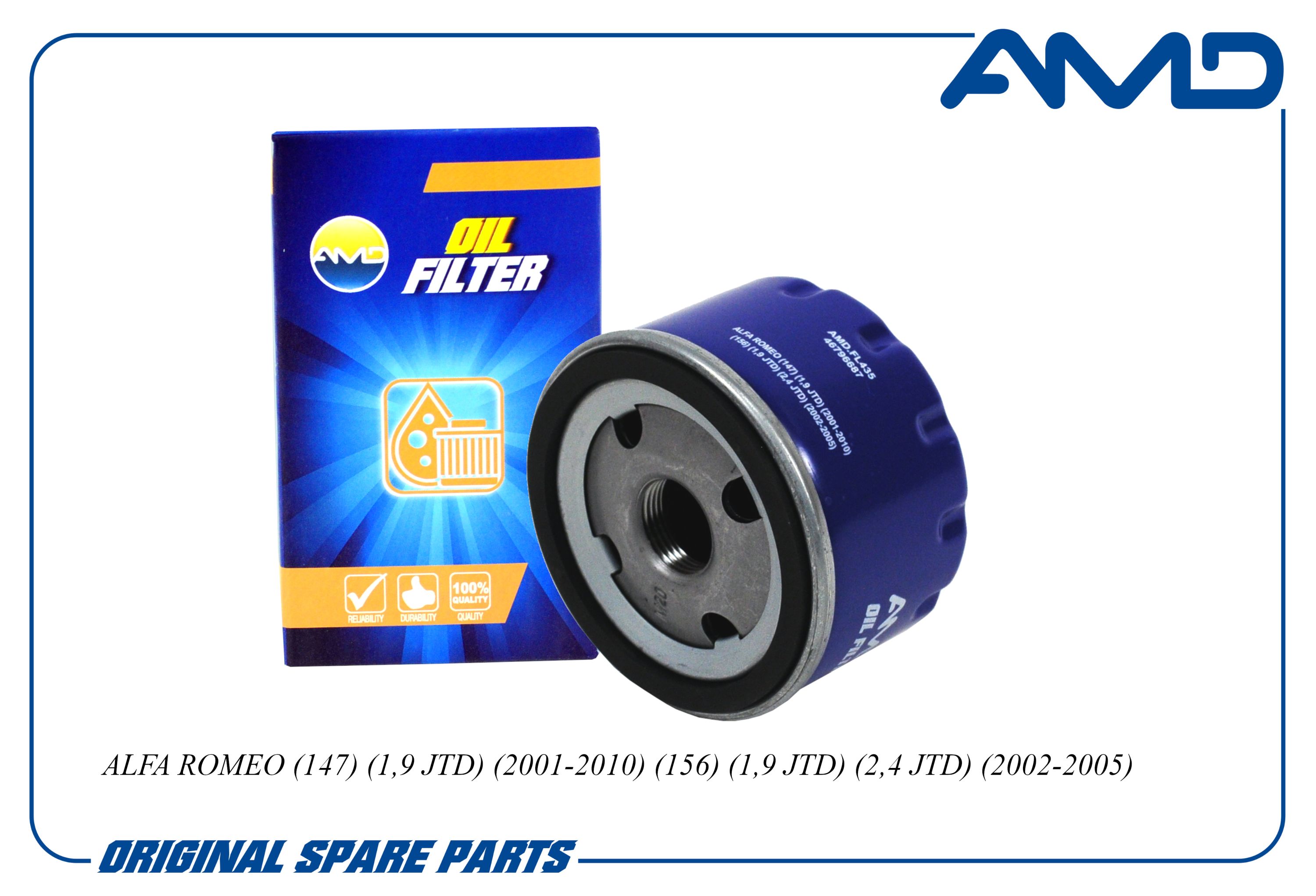 

Фильтр масляный AMD.FL435 ALFA ROMEO 147 1,9 JTD 2001-10 156 1,9 JTD 2,4 JTD 2002-2005